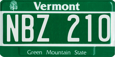 VT license plate NBZ210