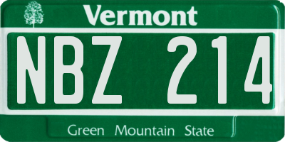 VT license plate NBZ214