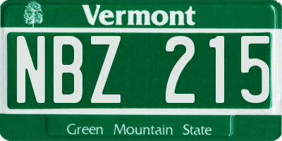 VT license plate NBZ215