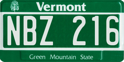 VT license plate NBZ216