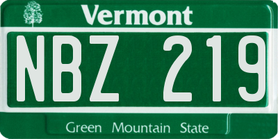 VT license plate NBZ219