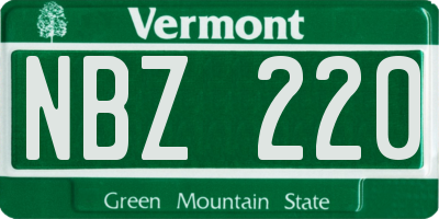 VT license plate NBZ220