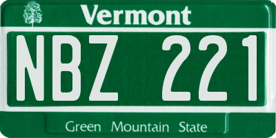 VT license plate NBZ221