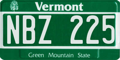 VT license plate NBZ225