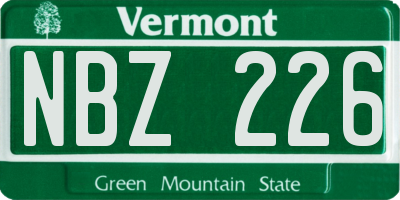 VT license plate NBZ226
