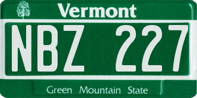 VT license plate NBZ227