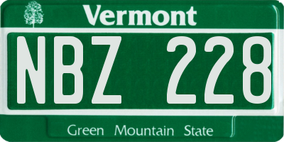 VT license plate NBZ228