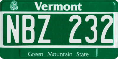 VT license plate NBZ232