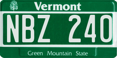 VT license plate NBZ240