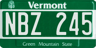 VT license plate NBZ245