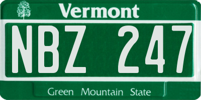 VT license plate NBZ247
