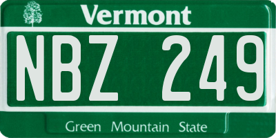 VT license plate NBZ249
