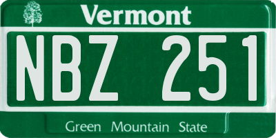 VT license plate NBZ251
