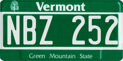 VT license plate NBZ252