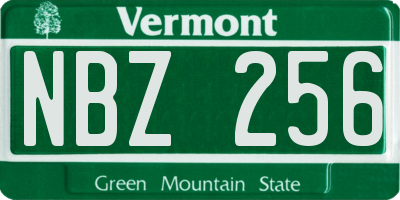 VT license plate NBZ256