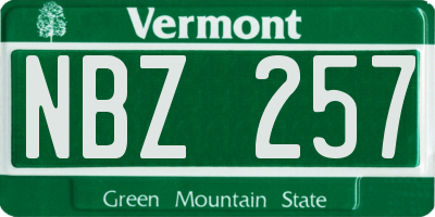 VT license plate NBZ257