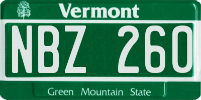 VT license plate NBZ260