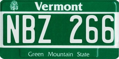 VT license plate NBZ266