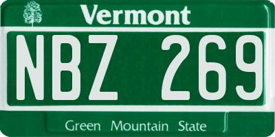 VT license plate NBZ269