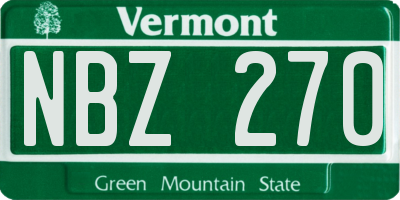 VT license plate NBZ270