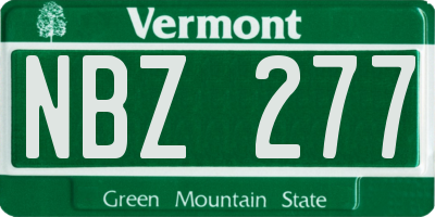 VT license plate NBZ277