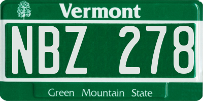 VT license plate NBZ278