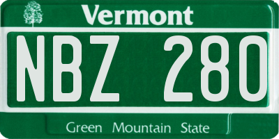 VT license plate NBZ280