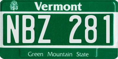 VT license plate NBZ281