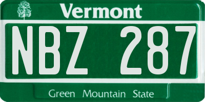 VT license plate NBZ287