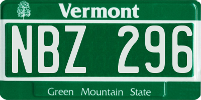 VT license plate NBZ296