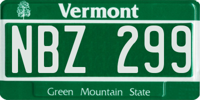 VT license plate NBZ299
