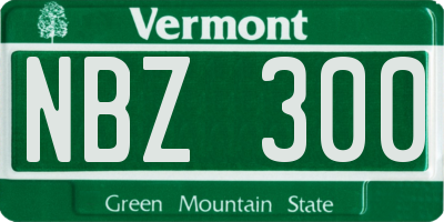 VT license plate NBZ300