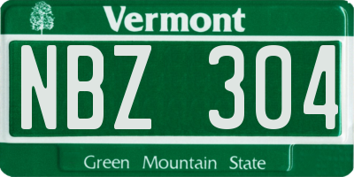 VT license plate NBZ304