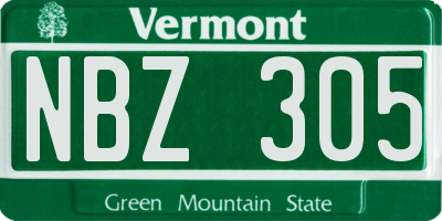 VT license plate NBZ305