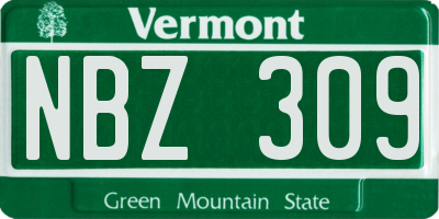VT license plate NBZ309