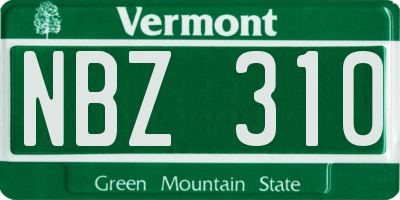 VT license plate NBZ310