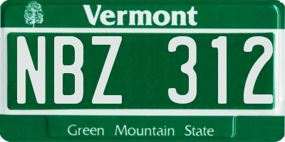 VT license plate NBZ312