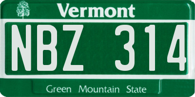 VT license plate NBZ314