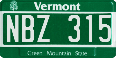 VT license plate NBZ315