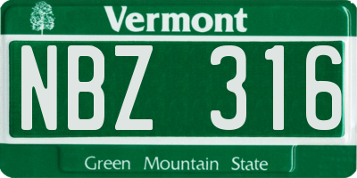 VT license plate NBZ316