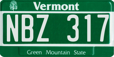 VT license plate NBZ317