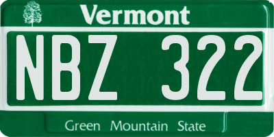 VT license plate NBZ322