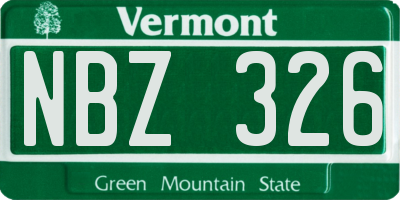 VT license plate NBZ326