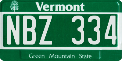 VT license plate NBZ334