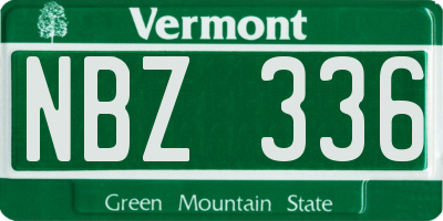 VT license plate NBZ336