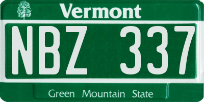 VT license plate NBZ337