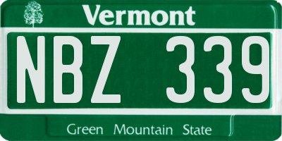 VT license plate NBZ339