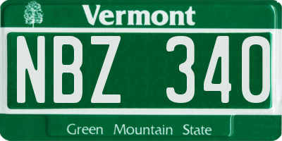 VT license plate NBZ340