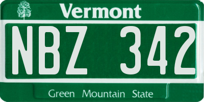 VT license plate NBZ342