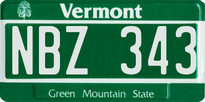 VT license plate NBZ343